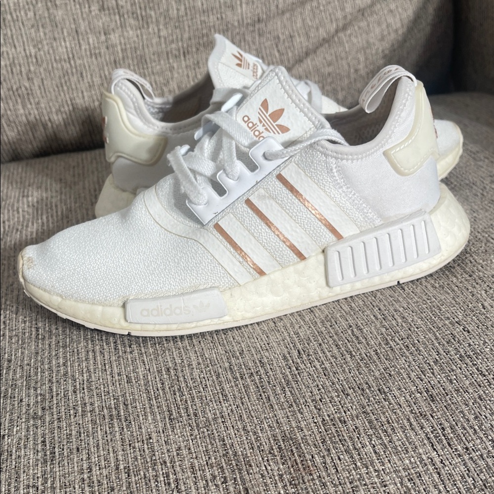 Adidas White and Tan NMD Sneakers